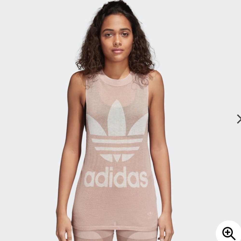 Pink Knit Adidas Tank Top-ADIDAS TREFOIL TANK TOP
